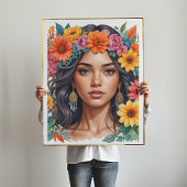 Latino Amerikaans Meisje Waterverf Art Print