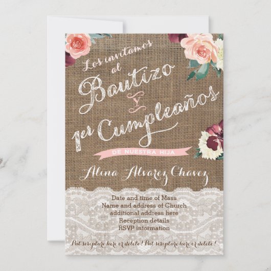 Latino Baptism & First Birthday Cards in het Spaan Kaart (Voorkant)