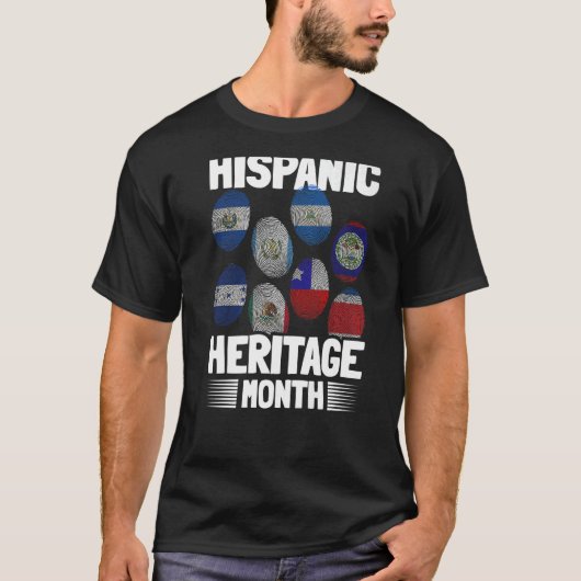 Latino Countries Fingerprint Pride Hispanic Herita T-shirt (Voorkant)