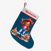 Latino Cowgirl Vaquera Kerst Kleine Kerstsok (Voorkant (Hangend))