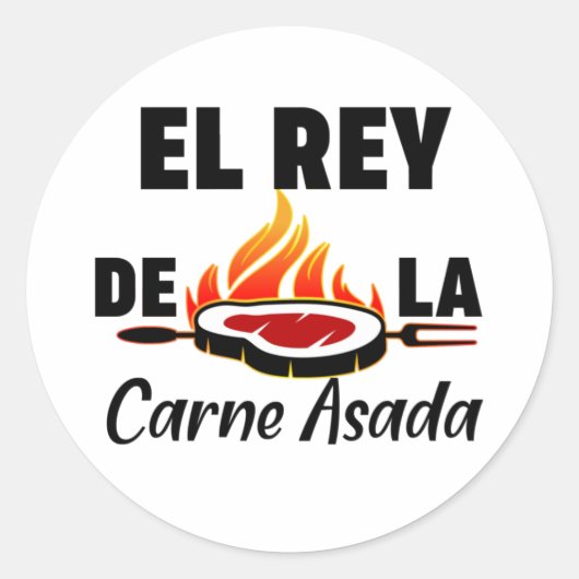 Latino Dad El Rey de la Carne Asada Ronde Sticker (Voorkant)