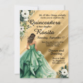 Latino Emerald Green Quinceanera uitnodiging (Voorkant)