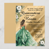 Latino Emerald Green Quinceanera uitnodiging (Voorkant / Achterkant)
