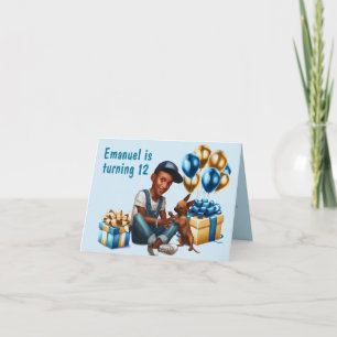 Latino jongen met hond verjaardag uitnodiging