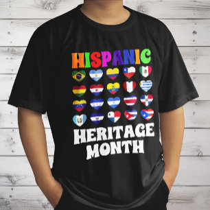 Latino-landen Vlaggen Hart, Gelukkig Feest T-shirt