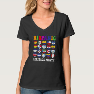 Latino-landen Vlaggen Hart Hispanic Heritage Maand T-shirt