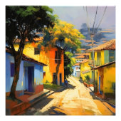 Latino Town Landschap Impressionisme Foto Afdruk (Voorkant)