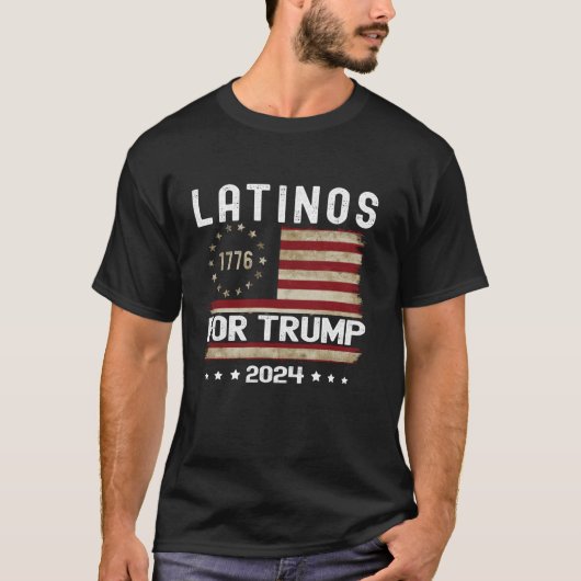 Latino's voor Trump 2024 Funny Election USA Flag T T-shirt (Voorkant)