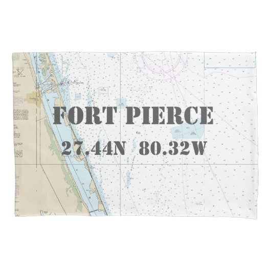Latitude Longitude Fort Pierce FL Nautische kaart Kussensloop (Voorkant)