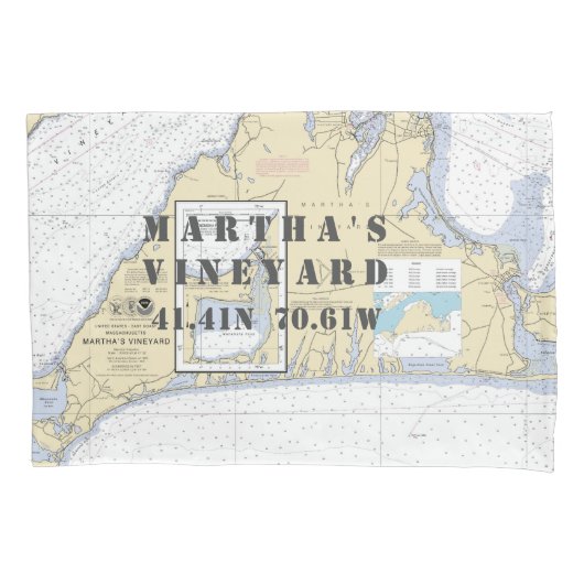 Latitude Longitude Martha's wijngaard Nautical Kussensloop (Voorkant)