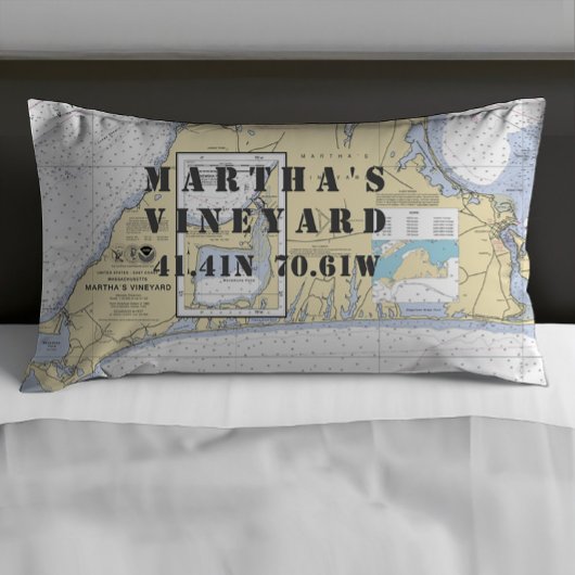 Latitude Longitude Martha's wijngaard Nautical Kussensloop