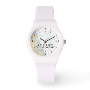Latitude & Longitude Stuart, Florida, Nautical Horloge