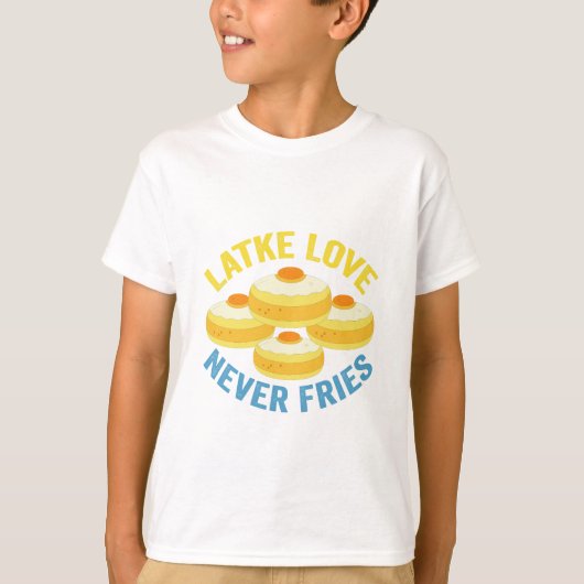Latke Liefde Verliest Nooit Grappig Joods Hanukkah T-shirt (Voorkant)