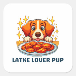 Latke Lover Pup Vierkante Sticker
