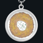 Latke Potato Pancakes Jewish Cuisine Foodie Zilver Vergulden Ketting<br><div class="desc">Het ontwerp bevat een originele markeringsteken van een heerlijke, platte aardappelpannenkoek die is voorzien van een zure crème, een nietje in de joodse vakantiekuisine. Ideaal voor Hanukkah-feesten! Dit Chanoekapenontwerp is ook beschikbaar op andere producten. Er zijn ook veel extra design beschikbaar in deze winkel! Zie je niet wat je zoekt?...</div>