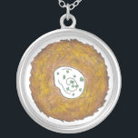 Latke Potato Pancakes Jewish Cuisine Foodie Zilver Vergulden Ketting<br><div class="desc">Het ontwerp bevat een originele markeringsteken van een heerlijke, platte aardappelpannenkoek die is voorzien van een zure crème, een nietje in de joodse vakantiekuisine. Ideaal voor Hanukkah-feesten! Dit Chanoekapenontwerp is ook beschikbaar op andere producten. Er zijn ook veel extra design beschikbaar in deze winkel! Zie je niet wat je zoekt?...</div>