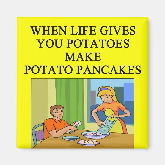 latkes aardappel pannenkoek grap magneet (Voorkant)