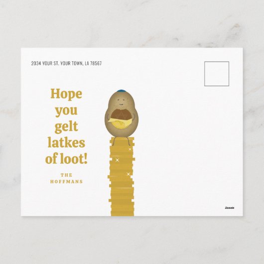 Latkes and Gelt Hanukkah Card Feestdagenkaart (Achterkant)