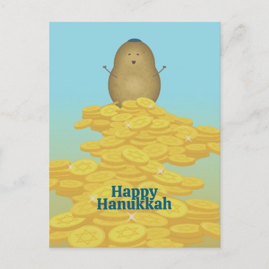 Latkes and Gelt Hanukkah Card Feestdagenkaart (Voorkant)
