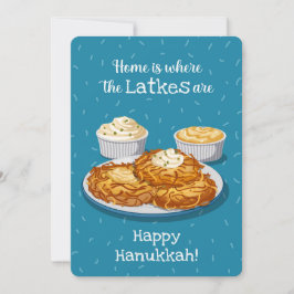 Latkes Creamy Applesauce Blue Hanukkah Greeting Feestdagenkaart