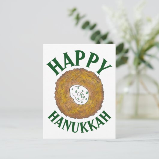 Latkes Happy Hanukkah Chanukah Joodse Feestdagen Aankondigingskaart (Staand voorkant)