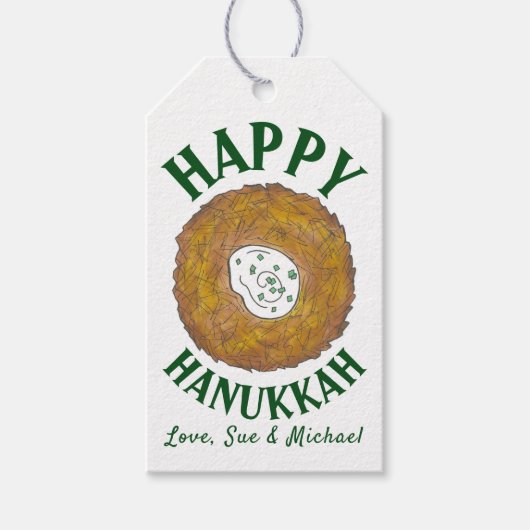 Latkes Happy Hanukkah Chanukah Joodse Feestdagen Cadeaulabel (Voorkant)