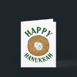 Latkes Happy Hanukkah Chanukah Joodse Feestdagen Kaart<br><div class="desc">Het ontwerp bevat een originele markeringsteken van een heerlijke, platte aardappelpannenkoek die is voorzien van een zure crème, een nietje in de joodse vakantiekuisine. Ideaal voor Hanukkah-feesten! Dit Chanoekapenontwerp is ook beschikbaar op andere producten. Er zijn ook veel extra design beschikbaar in deze winkel! Zie je niet wat je zoekt?...</div>