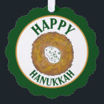 Latkes Happy Hanukkah Chanukah Joodse Feestdagen Ornament Kaart<br><div class="desc">Het ontwerp bevat een originele markeringsteken van een heerlijke, platte aardappelpannenkoek die is voorzien van een zure crème, een nietje in de joodse vakantiekuisine. Ideaal voor Hanukkah-feesten! Dit Chanoekapenontwerp is ook beschikbaar op andere producten. Er zijn ook veel extra design beschikbaar in deze winkel! Zie je niet wat je zoekt?...</div>