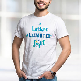 Latkes Lachende Lichtblauwe Typografie Hanukkah Pr T-shirt