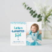 Latkes Laughter Light Modern Fun Hanukkah Foto Feestdagenkaart (Staand voorkant)