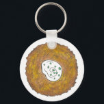 Latkes Potato Pancake Hanukkah Jewish Holiday Food Sleutelhanger<br><div class="desc">Het ontwerp bevat een originele markeringsteken van een heerlijke, platte aardappelpannenkoek die is voorzien van een zure crème, een nietje in de joodse vakantiekuisine. Ideaal voor Hanukkah-feesten! Dit Chanoekapenontwerp is ook beschikbaar op andere producten. Er zijn ook veel extra design beschikbaar in deze winkel! Zie je niet wat je zoekt?...</div>