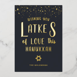 Latkes van Liefde | Hanukka Wenskaart Folie Feestdagenkaart