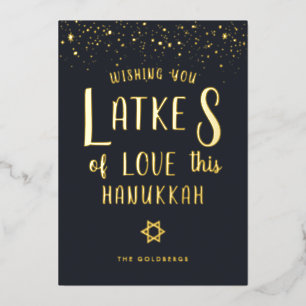 Latkes van Liefde Hanukka Wenskaart Folie Feestdagenkaart