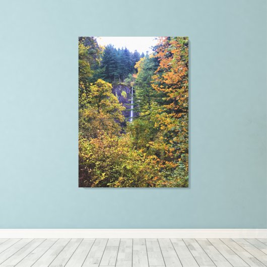Latourell-Herfsten, Columbia River Gorge, Oregon Canvas Afdruk (Insitu (Houten vloer))