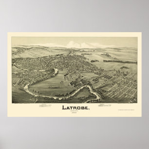 Latrobe, PA Panorama Map - 1900 Poster