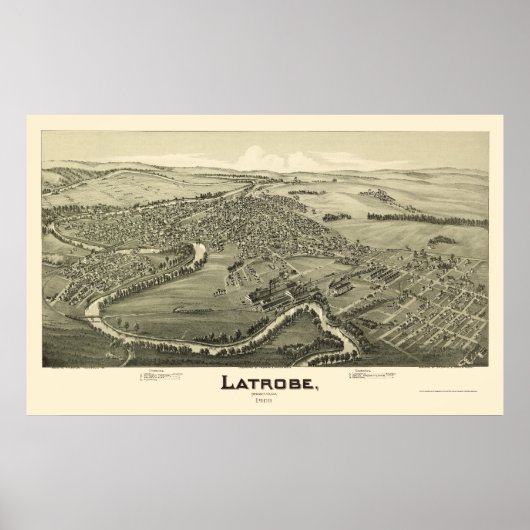 Latrobe, PA Panorama Map - 1900 Poster (Voorkant)