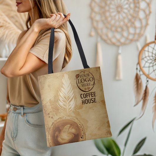 Latte Art cafés en coffeeshops Logo Business Tote Bag