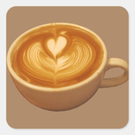 Latte Art Coffee Love Vierkante Sticker