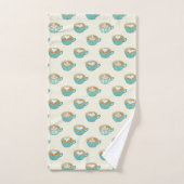 Latte Art in Cute Blue Coffee Mugs Bad Handdoek (Handdoek)