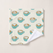 Latte Art in Cute Blue Coffee Mugs Bad Handdoek (Wasdoekje)