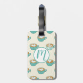 Latte Art in Cute Blue Coffee Mugs Bagagelabel (Achterkant verticaal)