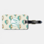 Latte Art in Cute Blue Coffee Mugs Bagagelabel (Achterkant horizontaal)