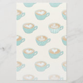 Latte Art in Cute Blue Coffee Mugs Briefpapier (Voorkant)