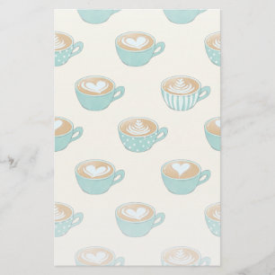 Latte Art in Cute Blue Coffee Mugs Briefpapier