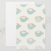 Latte Art in Cute Blue Coffee Mugs Briefpapier (Voorkant / Achterkant)