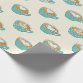 Latte Art in Cute Blue Coffee Mugs Cadeaupapier (Hoek)