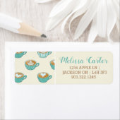 Latte Art in Cute Blue Coffee Mugs Etiket (Insitu)