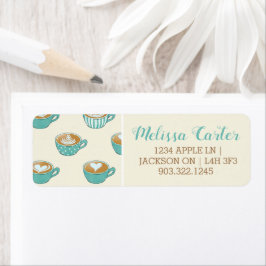 Latte Art in Cute Blue Coffee Mugs Etiket