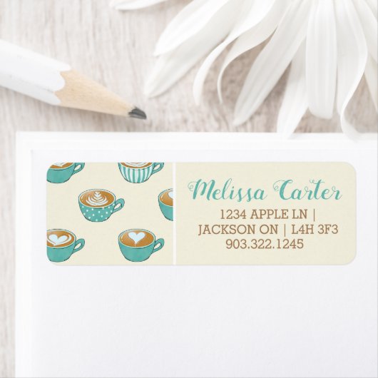 Latte Art in Cute Blue Coffee Mugs Etiket (Insitu)