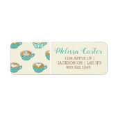 Latte Art in Cute Blue Coffee Mugs Etiket (Voorkant)